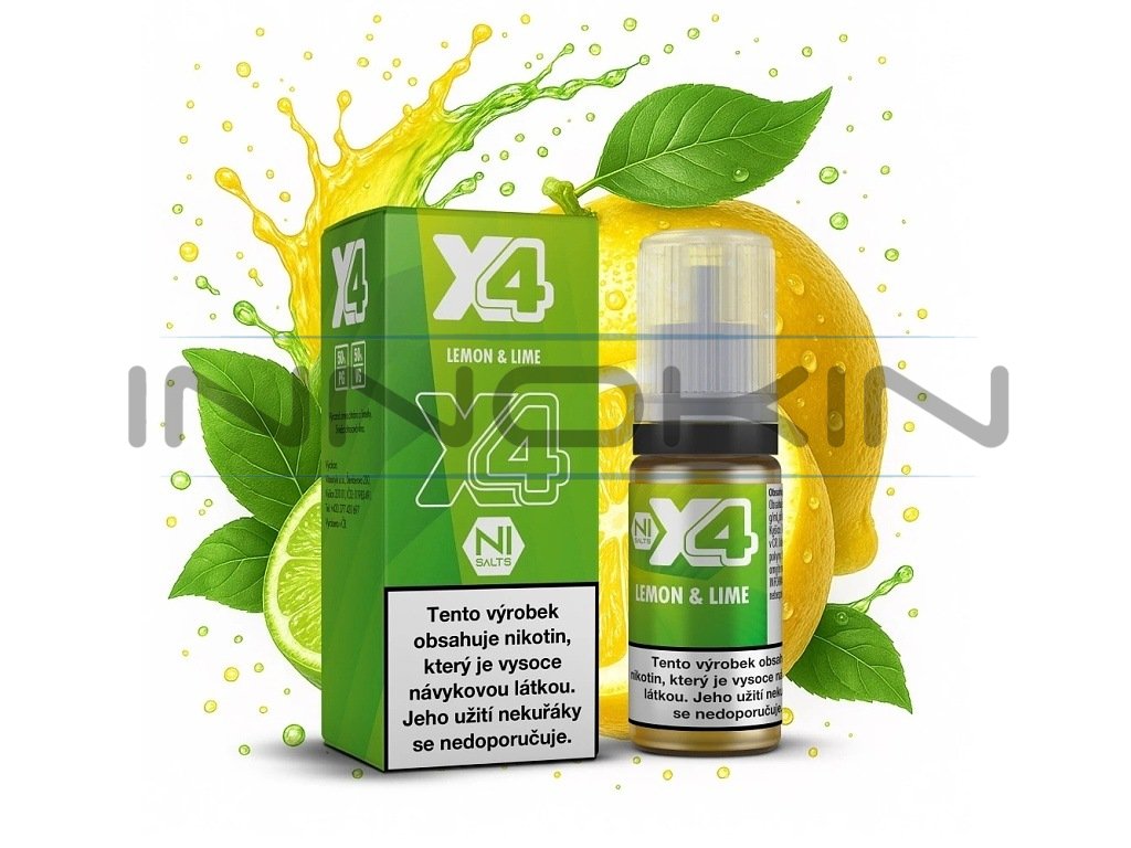 X4 Bar Juice Salt - E-liquid - Lemon & Lime - 10mg, produktový obrázek.