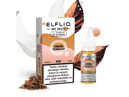 Elfliq Salt Cream Tobacco (Tabák s krémem) 10ml intenzita nikotinu 10mg tabáková nálepka Kolek Q