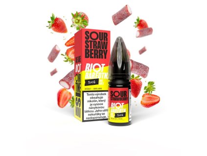 Riot BAR EDTN Salt Sour Strawberry (Kyselá jahoda) 10ml intenzita nikotinu 5mg tabáková nálepka Kolek Q