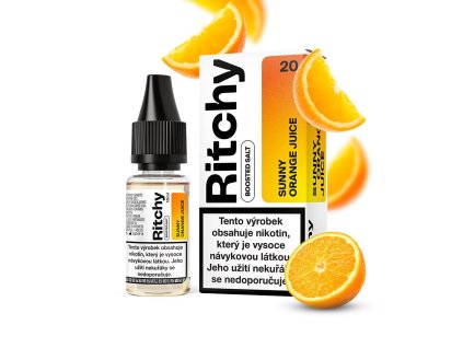 Ritchy Salt Sunny Orange Juice (Pomerančový džus) 10ml intenzita nikotinu 20mg tabáková nálepka Kolek Q