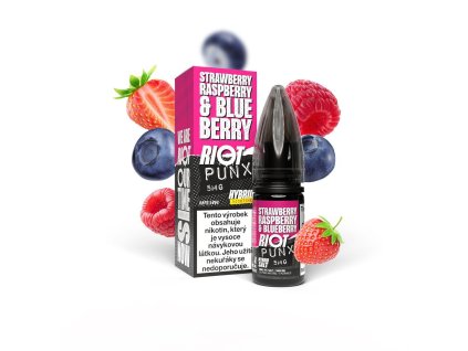 Riot S:ALT Hybrid Strawberry Raspberry Blueberry (Jahoda, malina a borůvka) 10ml intenzita nikotinu 5mg tabáková nálepka Kolek Q