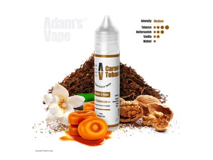 Příchuť Adams vape S&V: Caramel Tobacco (Tabák se slaným karamelem a ořechy) objem 10ml tabáková nálepka Kolek Q