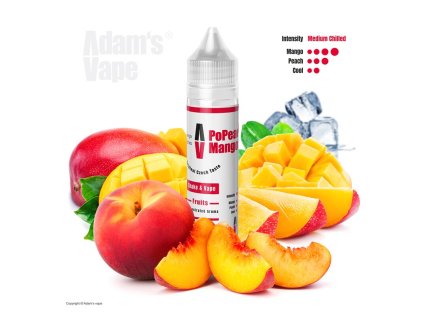 Příchuť Adams vape S&V: PoPeachi Mango (Vychlazené mango s broskví) objem 10ml tabáková nálepka Kolek Q