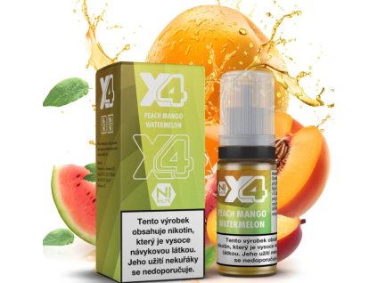 Liquid X4 Bar Juice - Broskev, mango a meloun (Peach Mango Watermelon) 10ml - 20mg