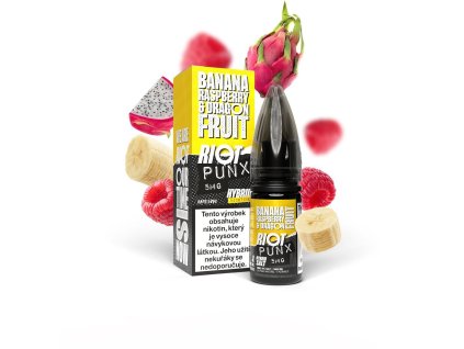 Riot Hybrid Salt Banana Raspberry & Dragon Fruit (Banán, malina & dračí ovoce) 10ml intenzita nikotinu 5mg tabáková nálepka Kolek Q