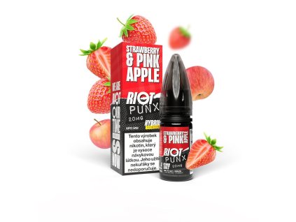 Riot Hybrid Salt Strawberry & Pink Apple (Jahoda & růžové jablko) 10ml intenzita nikotinu 20mg tabáková nálepka Kolek Q
