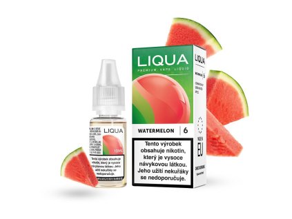 LIQUA Watermelon (Vodní meloun) 10ml intenzita nikotinu 0mg tabáková nálepka Kolek Q