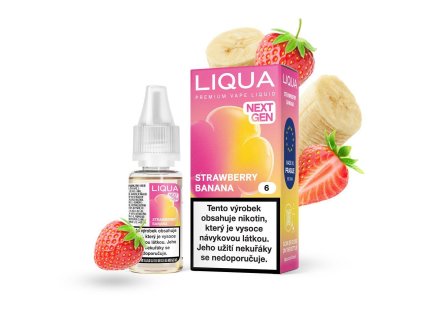 LIQUA Strawberry Banana Gum (Jahodovo-banánová žvýkačka) 10ml intenzita nikotinu 6mg tabáková nálepka Kolek Q