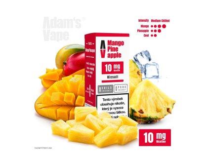 Adam's Vape SALTS Mango Pineapple (Mango s ananasem) 10ml intenzita nikotinu 10mg tabáková nálepka Kolek Q