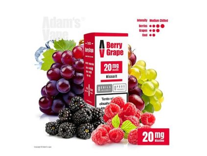Adam's Vape SALTS Berry Grape (Hroznové víno a lesní plody) 10ml intenzita nikotinu 20mg tabáková nálepka Kolek Q
