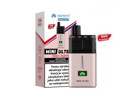 Hayati Mini Ultra 1500 - Fruit Bomb Strawberry Watermelon Bubble Gum - 20mg, produktový obrázek.