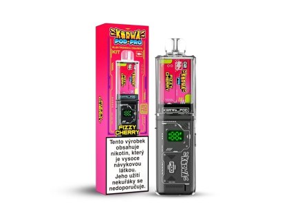 Kurwa Pod Pro Kit s růžovým retro designem příchuť Fizzy Cherry zobrazený s balením