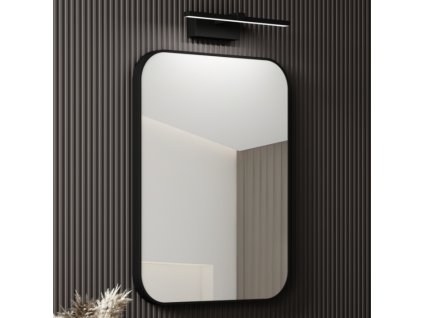 9141 8 hd kim black 50 60 cm siroke kupelnove zrkadlo na stenu s ciernym hlinikovym ramom a led svetlom