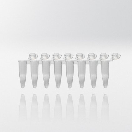 PCR micro-tube 8-strip 0,2 ml, s individuálně připojenými víčky (karton 1.200 ks)