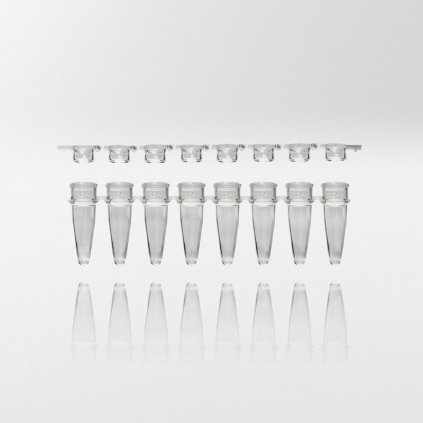 PCR micro-tube 8-strip 0,2 ml, s plochými víčky (karton 2.400 ks)