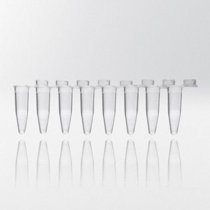 PCR micro-tube 8-strip 0,2 ml, s matovanými víčky (karton 2.400 ks)