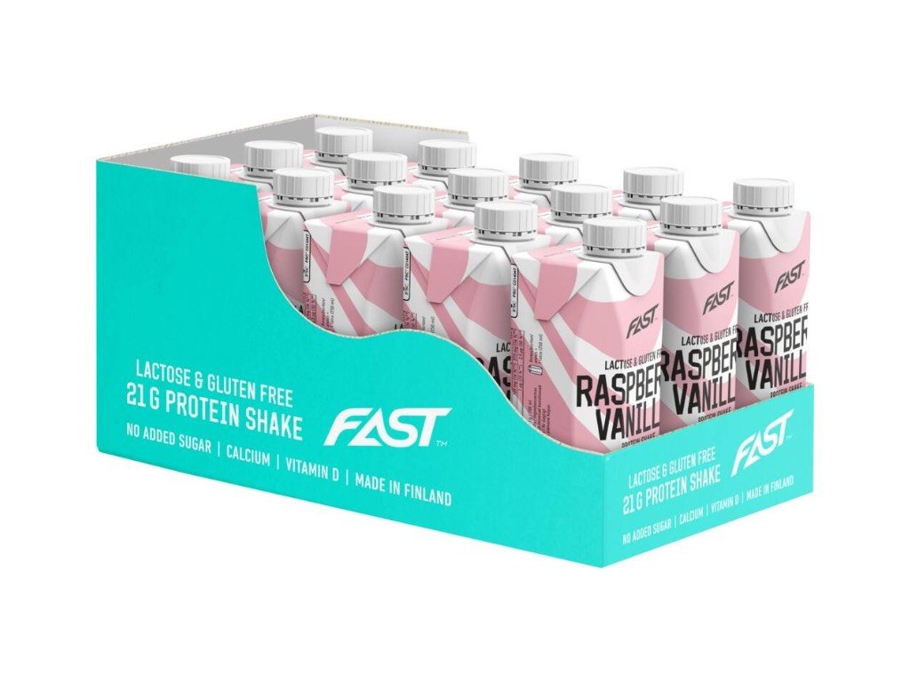 Fast Protein Shake Raspberry / Vanilla Bez Laktózy - Box 15 kus