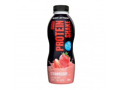 Proteinový shake Body Attack jahoda 500 ml – bohatý zdroj kvalitních bílkovin pro efektivní růst a regeneraci svalů. Skvělá chuť, bez přidaných cukrů, ideální na cesty i po tréninku.