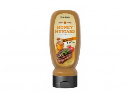 Medovo-hořčičná omáčka Body Attack 320 ml – nízkokalorická zdravá omáčka pro sportovce a fitness, sladká a pikantní chuť