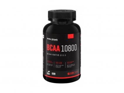 BCAA 10800 Body Attack 120 kapslí – silná dávka esenciálních aminokyselin pro růst svalů, regeneraci a ochranu svalové hmoty.