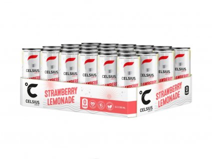 Celsius Energetický Nápoj Strawberry Lemonade - Příchuť Jahoda - 355ml - Box 24 kus