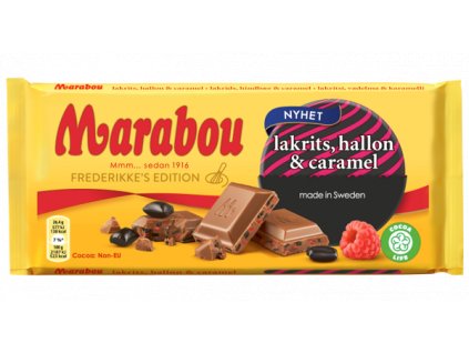 Marabou Mléčná čokoláda s lékořicí a malinami - 185 g