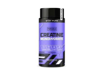 PureGold Creatine Monohydrate – balení 120 kapslí. Kreatin monohydrát podporující sílu, výkon a regeneraci svalů