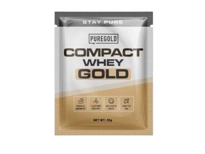 PureGold Compact Whey Protein 32 g – praktické balení, syrovátkový protein pro regeneraci a růst svalů