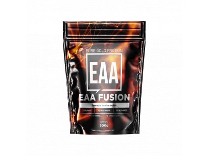 EAA Fusion PureGold 500 g – esenciální aminokyseliny pro podporu regenerace, svalového růstu a zlepšení sportovního výkonu během tréninku.