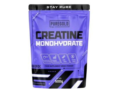 PureGold Kreatin Monohydrate – 500g balení čistého kreatinu pro podporu výkonu a svalového růstu.