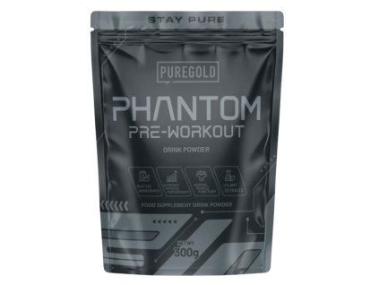 Phantom pre-workout od PureGold – silný nakopávač pro zvýšení energie a výkonu, 300g prášek.