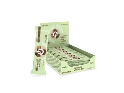 Protein Vegan Wafer QNT – veganská proteinová oplatka s příchutí lískového oříšku, box 12 ks