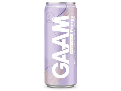 Energetický Nápoj GAAM 330ml, příchuť passion fruit – osvěžující energetický drink s exotickou chutí marakuji pro zvýšení energie a vitality