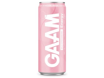Energetický Nápoj GAAM 330ml, příchuť divoká jahoda – osvěžující energetický drink s ovocnou chutí pro zvýšení energie a vitality
