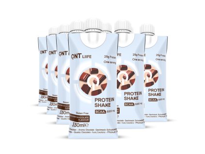 Proteinových shake QNT s čokoládovou příchutí, 330 ml - Balení 12. Vysoký obsah bílkovin pro podporu růstu a regeneraci svalů po tréninku.