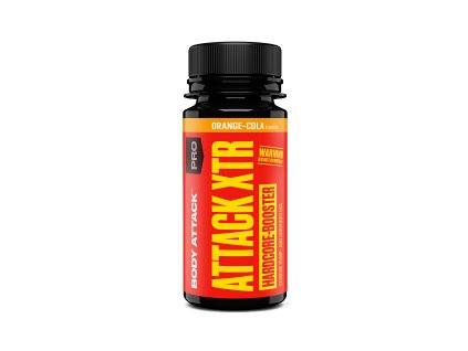 Nakopávač Body Attack Attack Shot XTR 60 ml pro maximální energii před tréninkem.