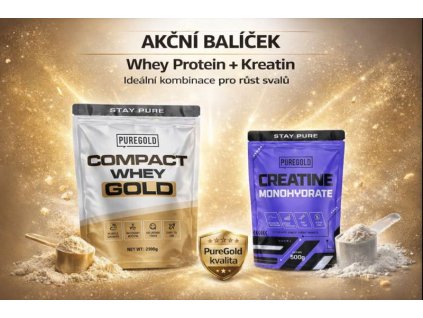 AKCE PureGold Syrovátkový Protein 2300g + Kreatin 500g