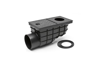 325G - KV 110 B ST Kanalizační vpusť boční STANDARD D 110, černá, lapač střešních naplavenin