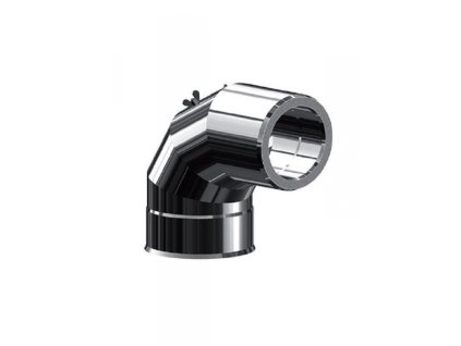 Trojplášťové izolované komínové koleno - priemer 180/280 mm, uhol 90° s revíznym otvorom - dymovod
