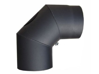 Oceľové komínové koleno s čistiacim otvorom - priemer 130 mm, uhol 90°, hrúbka steny rúry 2 mm, dymovod - hrubostenný
