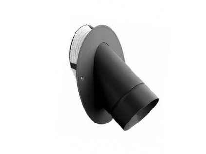 Ocelová komínová redukce s těsnícím provazcem a růžicí - průměr 180/200 mm, úhel 45°, tloušťka stěny roury 2 mm, kouřovod - silnostěnný