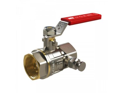 Mosazný kulový ventil - 3/4" FF s odvzdušňovákem, pochromovaná červená páka - s vnitřním závitem