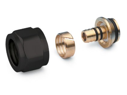 Adaptér / Šroubení svorné 16/12x3/4" na roury PEX/AL-PEX, černé