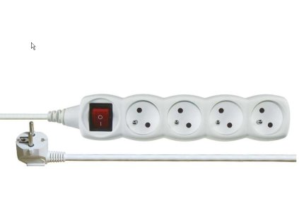 Predlžovačka 4 zásuvka 3m+vyp. biela P1413