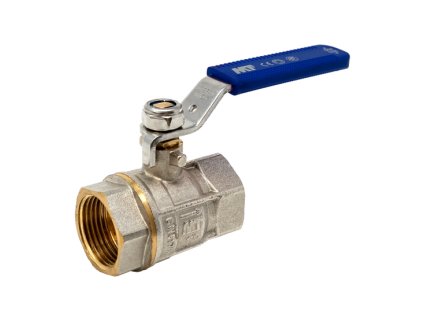 Mosadzný pákový guľový ventil FF 1/2" DN 15 - nerezová ergonomická modrá páka