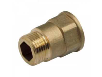 Mosadzné predĺženie - 1/2" MF - dĺžka 20 mm (2 cm) vnútorný šesťhran - s vonkajším a vnútorným závitom