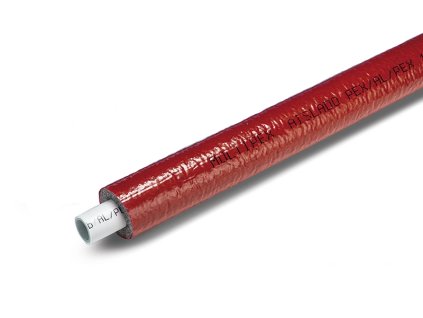 Izolovaná vícevrstvá plastohliníková trubka PEX/AL/PEX 20×2,0 mm – metráž (balíček má 100 m) – červená izolace 6 mm – hliníkoplast – BLANSOL