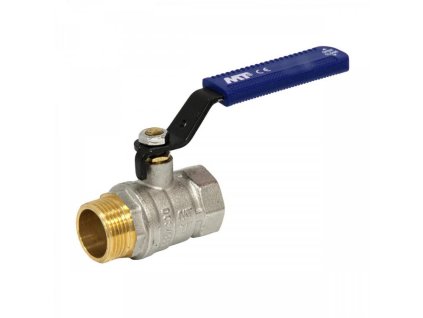 Mosazný kulový ventil - 1/2" MF nerezavějící modrá páka - s vnějším a vnitřním závitem