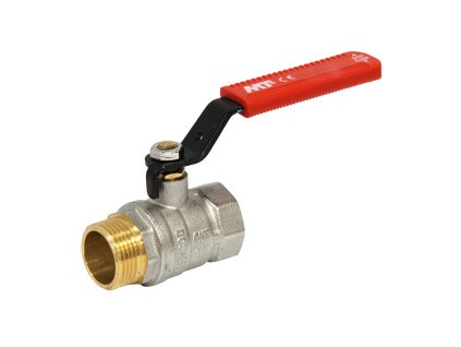 Mosazný kulový ventil - 3/4" MF nerezavějící červená páka - s vnějším a vnitřním závitem