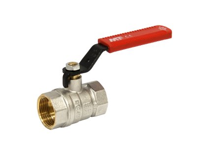 Mosadzný guľový ventil - 5/4" (1 1/4") FF nehrdzavejúca červená páka - s vnútorným závitom